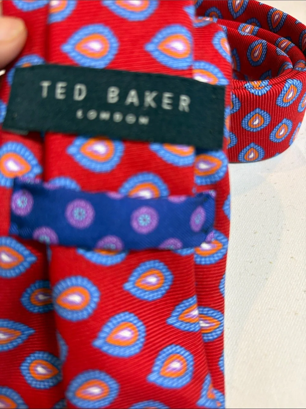 Ted Baker Red and Blue Patterned Silk Tie